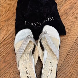 Taryn Rose Silver Metallic Thong Sandals